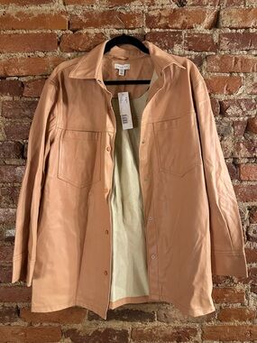 Topshop Blush Peach Leather Shacket - Women's Jacket